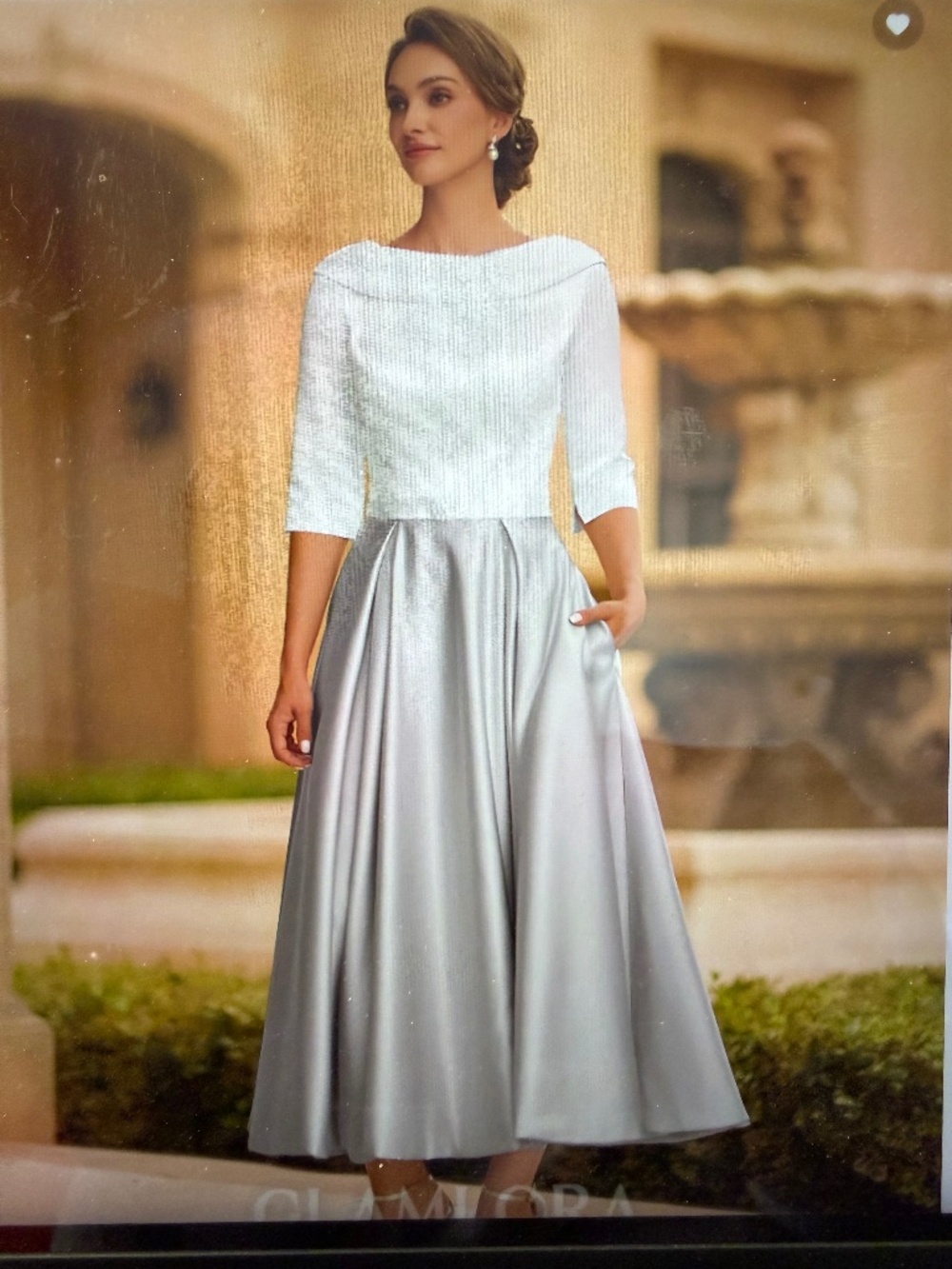 White and silver mother of the bride/groom gown